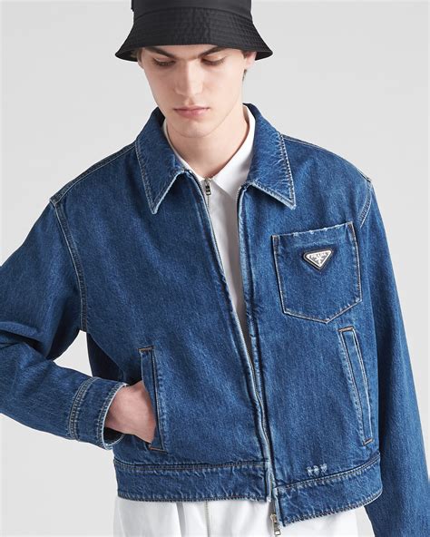 prada cropped jean jacket|Prada denim jacket men.